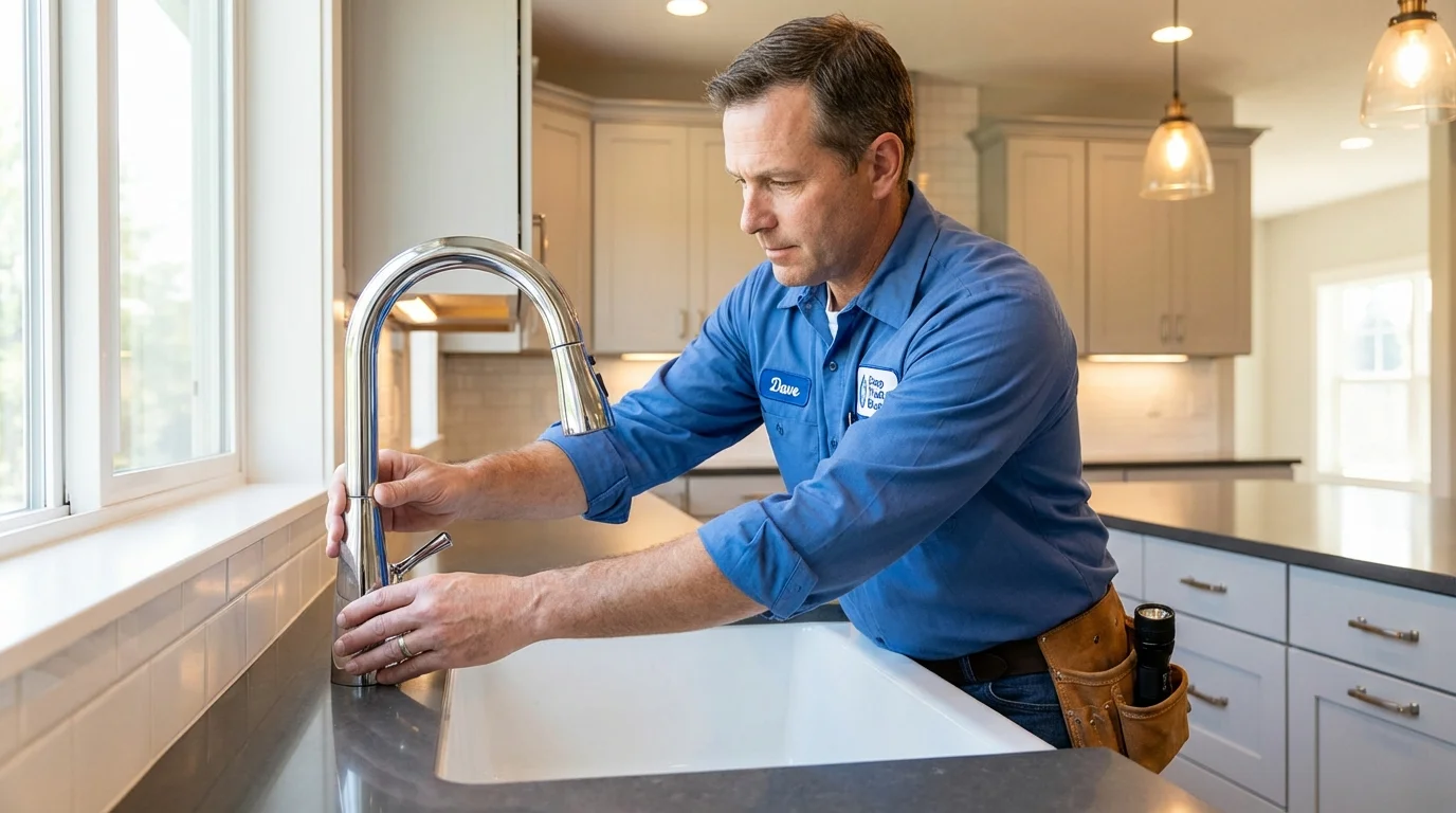 Kitchen faucet installation by Johns Plumbing LLC in Parsonsfield
